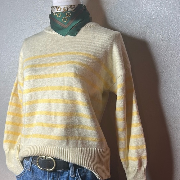 Philosophy Preppy Yellow Tonal Striped Crew Neck Soft Knit Sweater Women’s Sz M - Picture 16 of 16